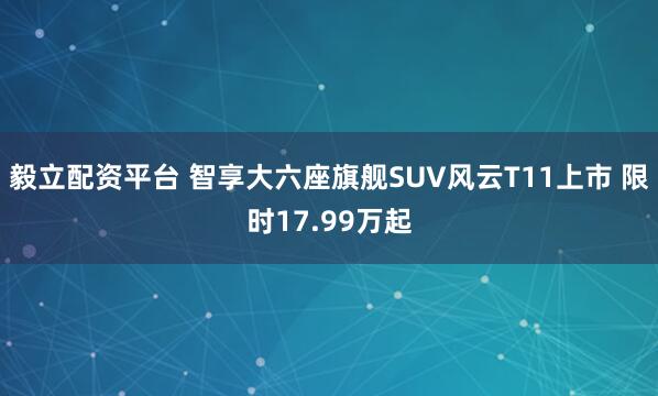毅立配资平台 智享大六座旗舰SUV风云T11上市 限时17.99万起