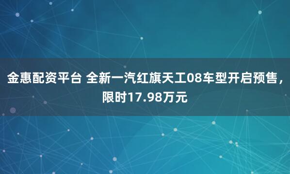 金惠配资平台 全新一汽红旗天工08车型开启预售，限时17.98万元